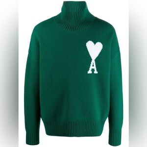 Ami Alexandre Mattiussi Forest Green Wool Turtleneck Sweater